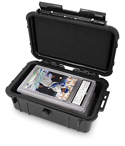 CASEMATIX Graded Card Case Compatible with 6+ BGS 8+ PSA FGS Graded Sports Trading Cards, Waterproof Graded Slab Card Storage Box with Card Carrying Case Impact Absorbing Foam Inserts