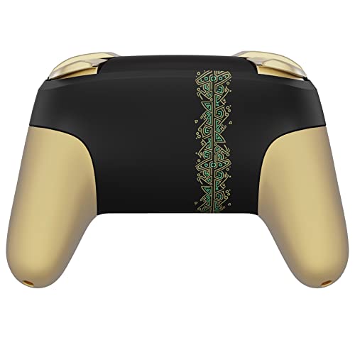 eXtremeRate Glow in Dark - Totem of Kingdom Black Faceplate Backplate Handles for Nintendo Switch Pro Controller, Replacement Grip Housing Shell Cover and Buttons for Switch Pro Controller - color: Glow in Dark - Totem of Kingdom Black