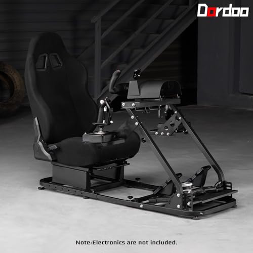 Dardoo Flight Sim Cockpit With Seat Adjustable Racing Wheel Stand for Driving and Flight Fit for Thrustmaster T80 T150 HOTAS Warthog, for Logitech G920 G923 Without Wheel Shifter and Pedal