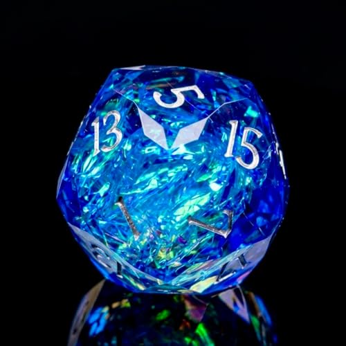 Multifaceted DND Single D20 Dice Resin Sharp Edge 20 Sided D&D Dice, 22Mm Handmade Polyhedral for Dungeons and Dragons, RPG, Roleplaying MTG Table Games - color: D20-gradual Blue