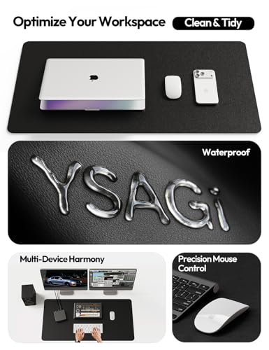 YSAGi 가죽 책상 프로텍터, 사무실 매트, 대형 마우스 매트, 미끄럼 방지 PU 가죽 블로터, 노트북 책상 매트, 사무실 및 가정용 방수 필기 패드 (블랙, 80 x 40.1cm(31.5 x 15.75인치)) - color: 블랙., size: 31.5인치 x 15.8인치