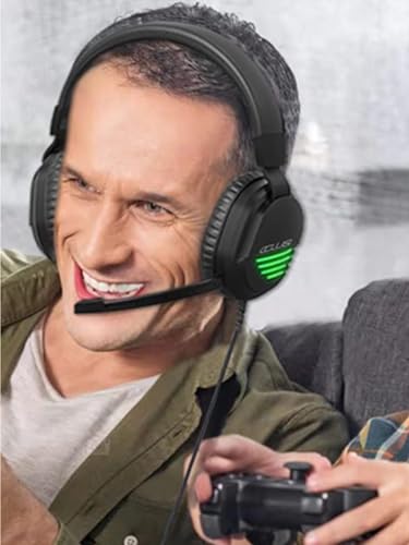 Gaming Headsets with Mic for PC/PS5/PS4 Switch/Laptop/Mobile Phone,Over Ear Headphones with Noise Canceling Mic,Wired Headphones for Xbox One Series X/S(Adapter not Included) LED-CLS500-Black
