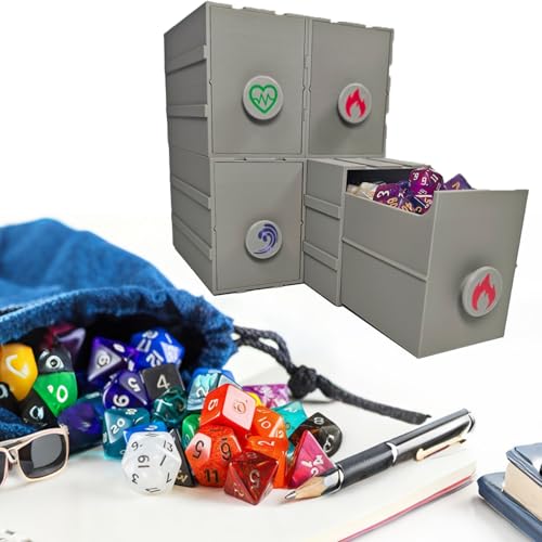 DND Dice Storage Box - Pull-out Storage Mimic Chest Dice Box ,for 180 Dice, Modular Integration, Can Be Assembled Freely, Protective Novelty Dice Holder for Tabletop Dice(4pcs