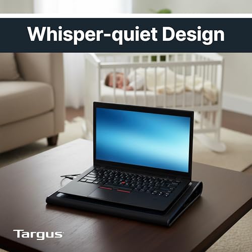 Targus 17 Inch Dual Fan Lap Chill Mat - Soft Neoprene Laptop Cooling Pad for Heat Protection, Fits Most 17" Laptops and Smaller - USB-A Connected Dual Fans for Heat Dispersion (AWE55US) - size: Tilted