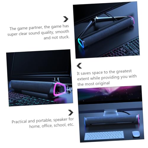 Angoily Sound Bar for Wired Speaker Dual Horn Design Immersive Gaming Sound Compact Laptop Speaker - color: Black