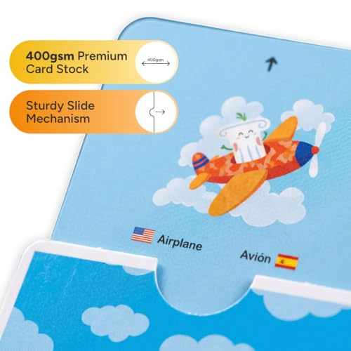 Kidrox Squad Alphabet Flashcards for Kids – 26 Slide-Reveal Cards in English & Spanish | Magic Pull-Tab Bilingual Learning Game for Toddlers & Preschoolers Age 3+ - style: Alphabet