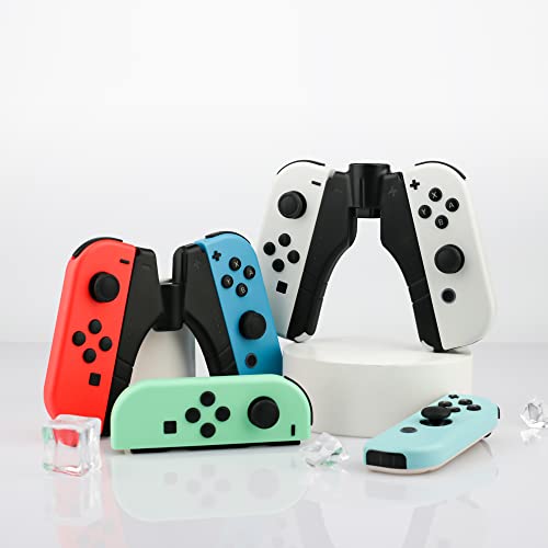 4 in 1 Controller Charger Grip for Nintendo Switch JoyCon & Switch OLED Joy Con Holder, FANPL JoyCon charging dock with LED Indicator Light and Charging Cable - Converts to Grip or Charging Stand