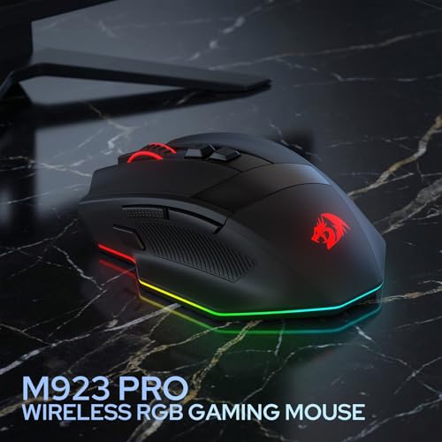 Redragon M923 PRO Wireless RGB Gaming Mouse 24K DPI Remapping Keys | Cable-Free 0 Delay, Smooth Precise Tracking, Custom Macro Keybinds, Vibing Backlight, Ergonomic Grip Body Comfort - style: Wireless