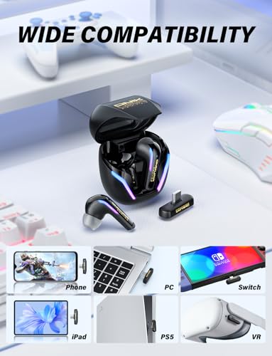 ONIKUMA GAMING T27 Wireless Gaming Headset, 2.4GHz Bluetooth 5.3,20ms Ultra Low Latency, 13mm Dynamic Coil Driver, ENC Noise Cancelling Microphone for PS5, PC, Meta Quest 3