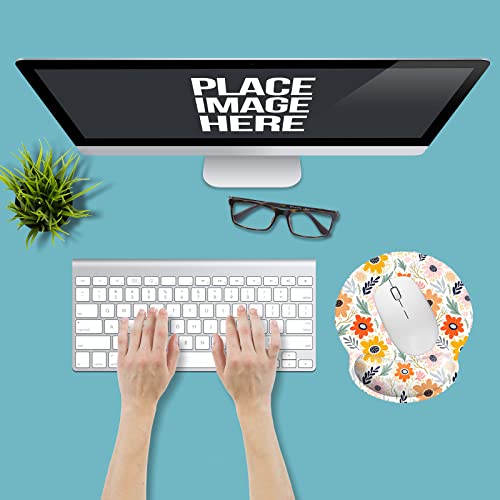 Memory Foam Wrist Support Mouse Pad Comfortable Padded Wrist Mousepads 9in X10in Desktop Notebook Mouse Mat (Pretty Flower Foam) - color: Pretty Flower Foam
