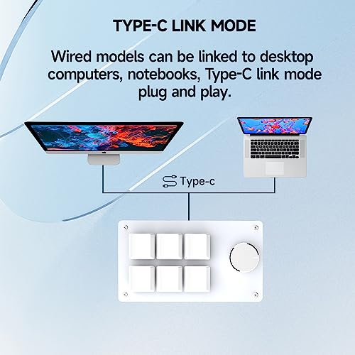 SIKAI CASE Programmable Macro Keyboard, 6 Key Mechanical Gaming Keypad, Custom Knob KeyPad, Hot swappable Switch Gaming Keyboard, Wired programmable keypad with Drawing Programming Video - color: White
