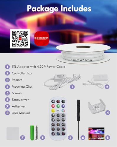 COB RGB+IC LED Neon Rope Light, 24V Color Changing Rope Light Compatible with Alexa, Google Assistant, Waterproof Neon Light Strip with Remote for Bedroom Gaming Room Party, 13x6mm, 32.8FT - size: 10m/32.8ft