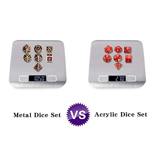 D&D Table Game Dice Set, 7PCS Metal Die with Metal Gift Box for Dungeons and Dragons (Dark Purple and Gold Number) - color: Dark Purple With Gold