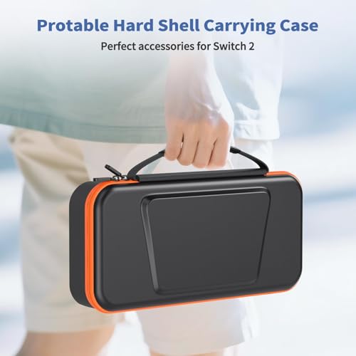 FASTSNAIL Charge Inside Carrying Case for Nintendo Switch 2/Switch 1/ OLED | 9 Game Card Slots, PP Hard Shell Travel Case for Switch 2 Accessories, for Sega Master System Games - size: 2.8 inch