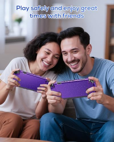 FYOUNG Protective Case for Nintendo Switch 2, Slim Hard Shell Accessories | Switch 2 Cute Case, Scratch&Shock Protection Cover with Screen Protector, 8 Thumb Grip(Translucent Purple, Switch 2 7.9inch) - color: Translucent Purple