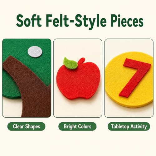 Felt Number Tree Counting Toy, DIY Non-Woven Math Board Set for Kids, Preschool Addition and Subtraction Learning Game, Toddler Early Education Classroom Supplies for Home and Kindergarten