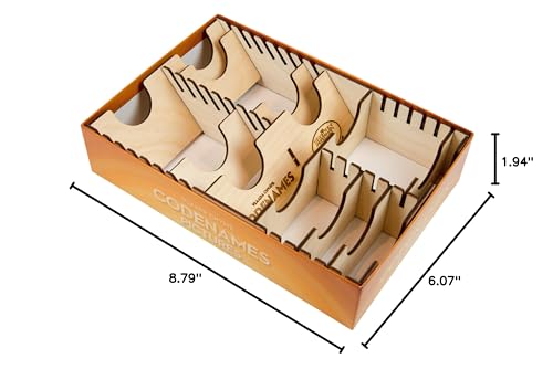 The Broken Token Board Game Organizer - Codenames Compatible Wood Storage Box with Multiple Dividers