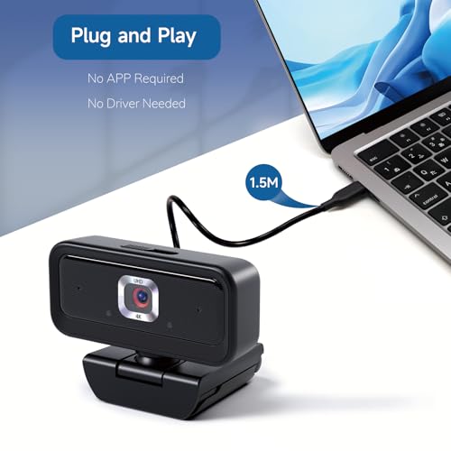 4K Webcam for PC, Computer Camera for Desktop, USB Webcam with Tripod,2 Noise Reduction Mics, Built-in Privacy Cover, for PC/Zoom/Skype/Team/Laptop/MacBook/Windows - style: 4K Updated Autofocus