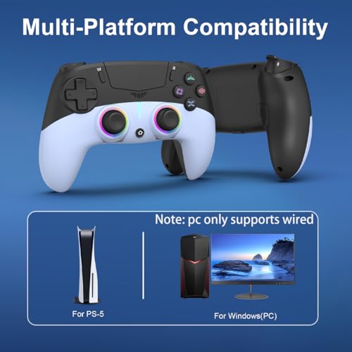 MWCG Wireless Controller for PS5, Compatible with PS5 Pro/Slim/PC, Dual Vibration, Modded Function,8 Light Modes, 3.5mm Audio Jack, 6-Axis Motion Contro Gamepad with Speaker