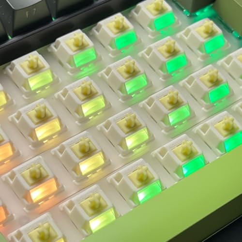 Gateron Cream Silent Keyboard Switches,Pre-lubed SMD LED 45gf 5-Pin Linear Full POM with Light Guide Pole for MX Mechanical Gaming Keyboard(45Pcs,Cream Silent) - color: Cream Silent, size: 45Pcs