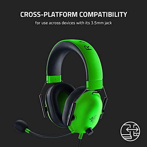 Razer BlackShark V2 X Gaming Headset, 3.5mm Audio Jack, Green - color: Green, size: 3.5 mm, style: PC