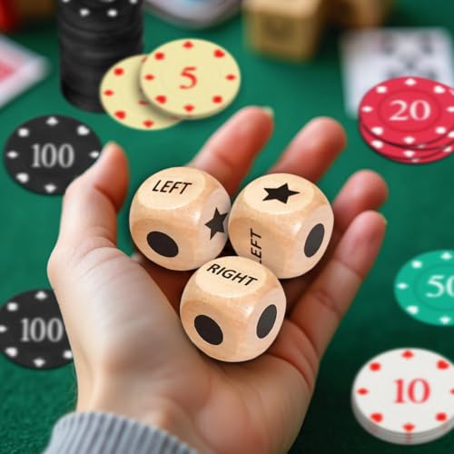 ZLIXING 3 Pcs Dice with 50 Pcs Poker Chips Games Set | Family board games, funny party stuff, cool travel gadgets