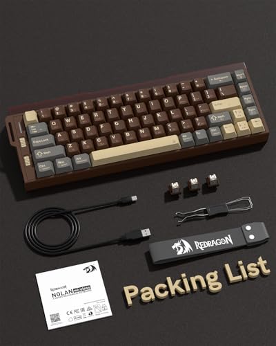 Redragon K752 Wireless Mechanical Keyboard, 60% Gasket Mount Gaming Keyboard with RGB Backlit, Creamy Sound, Tri-Mode 2.4GHz/BT5.0, Hot-Swappable, PBT Keycaps for PC/Mac Gamer