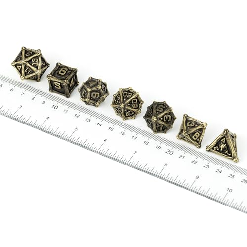 Surpass DND dice Set Metal dice 7-Piece Set Role Playing Polyhedral Dice Dungeons and Dragons Gifts (Ancient Turquoise) - color: Ancient Turquoise