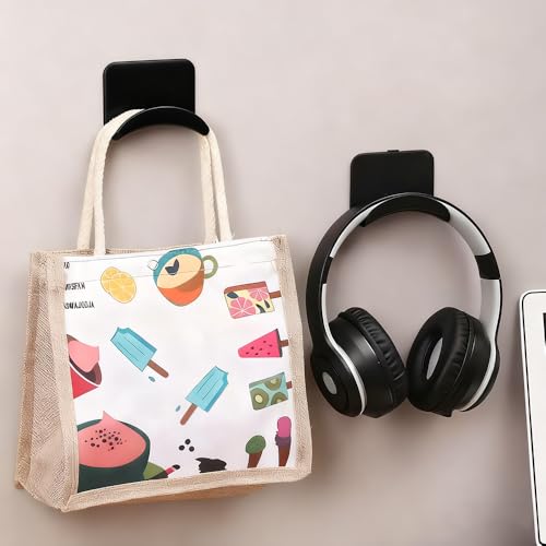 12 PCS Headphone Wall Hangers with Nano Tape, Adhesive Gaming Headphone Stand Headset Holder Hook Wall Desk Closet Door Mount for Most Headphone Controller Hat Baseball Caps (Black)