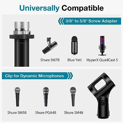 InnoGear Low Profile Mic Arm, 360° Rotatable Microphone Arm Stand Foldable Desk Mic Boom Arm for Fifine AM8 K669B Blue Yeti HyperX QuadCast SoloCast AT2020 and Other Mics - color: Black, style: 2-Axis Arm