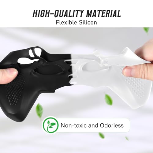 PS5 Controller Skin, Anti-Slip Soft Silicone Protective Cover Case for PlayStation 5 Controller Grip Accessories, 2 Pack with 8 x Thumb Grip Caps (Black Mix White) - color: Black Mix White