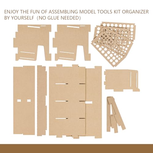 Wooden Model Kit Tool Storage Rack with 100 Holes, Brush/Paint Organizer with MDF Material, Craft Supplies Storage, Brush/Tool Holder, Suitable for Tamiya/Gundam Tools, GK6