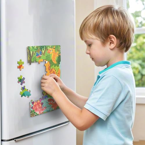 D-KINGCHY Magnetic Puzzles for Kids Ages 5+, 2-in-1 Puzzle Book 60 72 Pieces, Travel Jigsaw Puzzles, Road Trips Toys for 5 6 7 8 Boys Girls Birthday Gift (Dinosaur and Space) - style: Dinosaur and Space