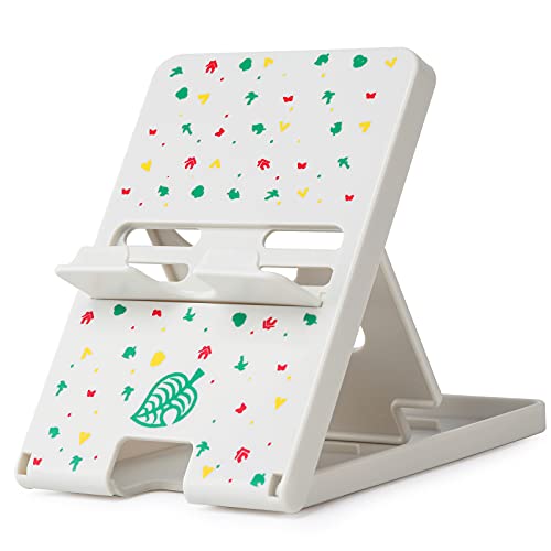 Tscope Foldable Switch Stand for Nintendo Switch/Switch 2/Lite/OLED, Adjustable Compact Portable Holder, Cute Leaf Design Gaming Stand Accessories (White) - color: White