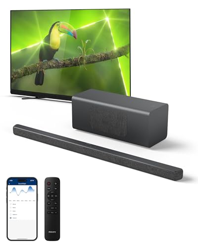 Philips B6309 2.1 Channel Soundbar with Wireless Subwoofer - Bluetooth, HDMI eARC, Dolby Atmos, DTS Virtual:X, 320W Max Power, Dark Grey - style: B6309 Soundbar with Wireless Subwoofer