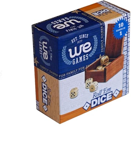 WE Games Wooden Dice Box with 8 Rounded Wooden Dice - Instructions for 10 Dice Games (Pack of 2) - size: 19mm (Pack of 2)