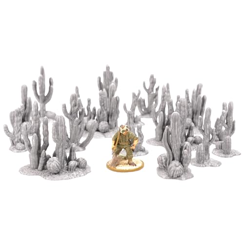 Tabletop Terrain Cactus Scatter Set, 16 Pieces, 28mm Scale, 1-2 Inches Tall