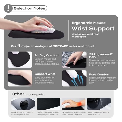 Mouse Pad with Wrist Rest - Black Mousepad with Wrist Support, Ergonomic Mouse Pad with Wrist Rest for Mouse Gaming Laptop Work - color: black mouse pad