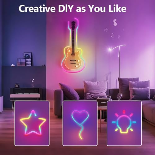 Neon Strip Lights 5V USB Powered - 16.4FT Smart Music Sync Gaming Lights with App Control, Bendable LED for PC Setup, Bar, Party, Home Theater Decor, Room Decor - size: 16.4FT