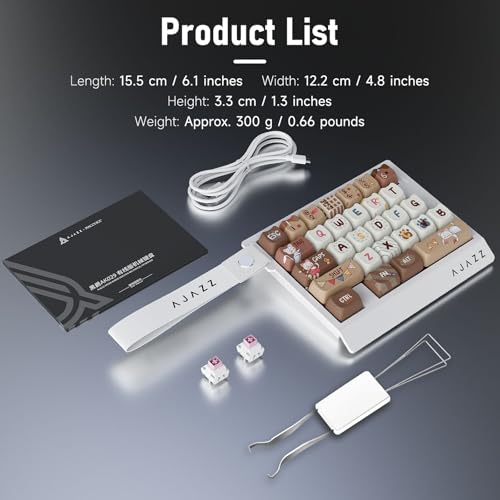 AJAZZ AK029 Magnetic Switch One Handed Gaming Keyboard, Hall Effect Rapid Trigger Mechanical Keypad with SOCD & DKS, 8KHz Polling Rate, 29 Keys Mini Ergonomic Gaming Keyboard for FPS Gamers, PC - color: Light Yellow