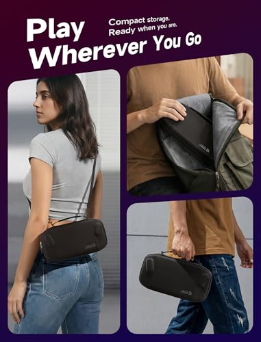 JSAUX Slim Travel Case for Lenovo Legion Go / Go 2, Compact Hard Shell Carrying Pouch for Console, Holds 8 MicroSD Cards and 5 Card Readers, Includes Carry Strap, Black - color: Slim