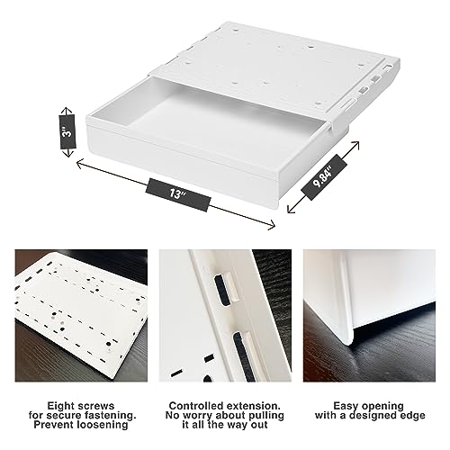 Under Desk Drawer - Super Large Under Table Hidden Drawer Desk Accessories & Workspace Organizers Desktop Storage Pencil Slide Out Organizer with Screw Adhesive Tape Shelf Tray at Office - size: Large