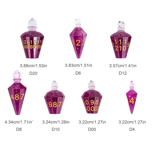 7PCS Potion DND Dice Set,Transparent Sharp Edge Die Set D&D RPG Polyhedral Dice,for Dungeons and Dragons TTRPG Games Roleplaying Games.(Deep Purple) - color: Deep Purple