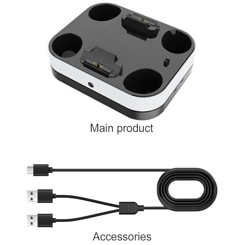 Puning PS5 Controller Charger Station,Fast Charging Dual PS5 Controller Stand Compatible with PlayStation 5 Dualsense Edge Gamepad & 9 RGB LED Lights and Cable