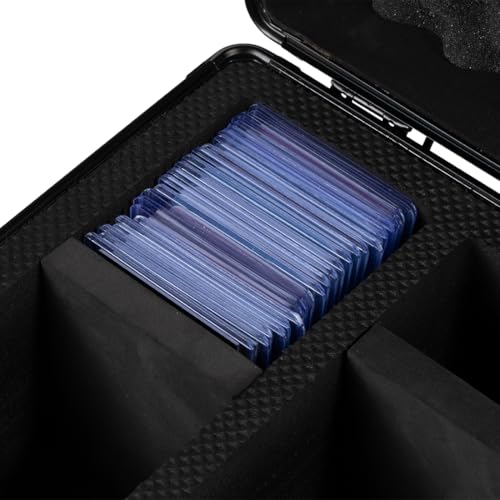 Graded Card Storage Box with With Carry Handle Sports Cards Storage Secure Storage Box Card Case with Dividers Trading Card Organizer for PSA BGS CSG (L) - size: L