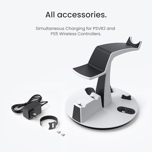 KIWI design D2 3-in-1 Controller Charging Station for PSVR2 and PS5 | VR Display Stand, LED-Charging Indicator