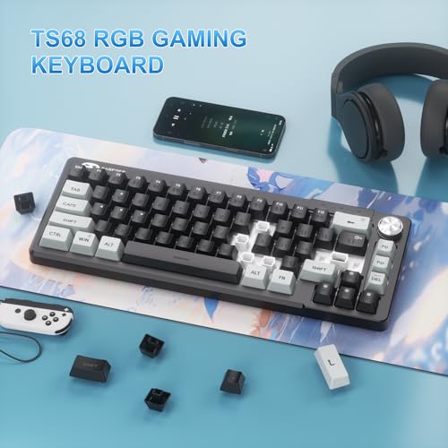 MageGee Mini 60% Gaming Keyboard, RGB Backlit 68 Key Ultra-Compact Keyboard, TS68 Ergonomic Waterproof Mechanical Feeling Office Computer Keyboards for PC, MAC, PS4, Xbox ONE Gamer - color: Gray Black RGB