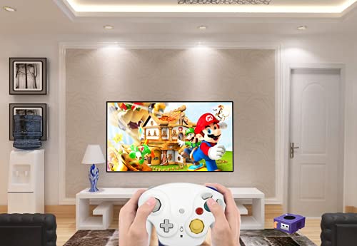 Wireless Game Cube Controller, 2 Pieces 2.4G Wireless Classic Gamepad with Receiver Adapter for Wii Game Cube NGC GC (Black and White) - color: Black and White