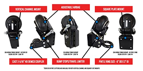 Shocker HD 25K Air Trailer Tongue Mount with Wallace 2-5/16" Ball Coupler, 4 Bolt Flat Plate Mount - size: 4 Bolt Flat Plate Mount