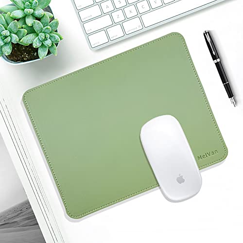 MelVan PU Leather Mouse Pad with Stitched Edge, Wood Mousepad, Waterproof Gaming Mouse Pad Mat for Computers, Laptop, Office & Home, 10.2" x 8.3", 1 Pack (Matcha Green) - color: Matcha Green
